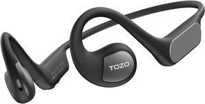 TOZO OpenReal Bluetooth 5.3 Open Ear Sport Headphones Air Conduction Wireless Earbuds, Dual-Mic Call Noise Reduction Premium Sound Neckband Earphones for Workout Running Cycling, Black