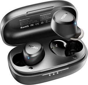 TOZO A1 Mini Wireless Earbuds Bluetooth 5.3 in Ear Light-Weight Headphones Built-in Microphone, Immersive Premium Sound with USB-C Charging Case, Black