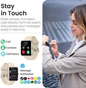 TOZO S3 Smart Watch Bluetooth 5.3 Answer/Make Call, 1.83-inch Touch Screen, Heart Rate/Blood Oxygen/Sleep Monitor Fitness Tracker, IP68 Waterproof Smartwatch Compatible with iPhone & Android, Gold