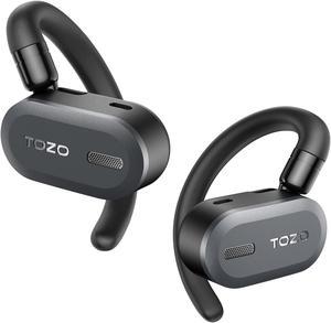 TOZO OpenBuds True Open Ear Sport Headphones Bluetooth 5.3 Wireless Earbuds with Multi-Angle Adjustment, Dual-Axis Design for Long-lasting Comfort, Crystal-Clear Calls for Sport, Driving, Black