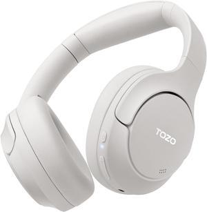 TOZO Wireless Over Ear Bluetooth 5.3 Headphones Hybrid Active Noise Cancelling Headphones 60H Playtime Hi-Res Audio Deep Bass, Support APP, White