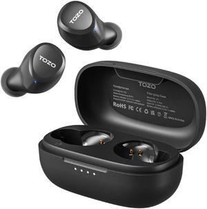 TOZO A1 Wireless Earbuds Bluetooth 5.3 in Ear Headphones Built-in Microphone, Immersive Premium Sound 24 Hours Playtime with USB-C Charging Case, Black