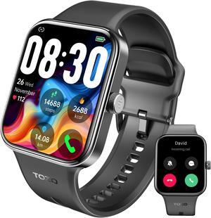 TOZO S4 Smart Watch 1.78" AMOLED Touch Screen Fitness Tracker IP68 Waterproof, Heart Rate/Sleep/Blood Oxygen Monitor Sport Smartwatch for ios Android, Black