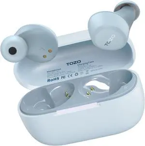 TOZO A1 Wireless Earbuds Bluetooth 5.3 in Ear Headphones, Support AI Smart APP EQ Setting 32 Hours Playtime with Charging Case, Light Blue