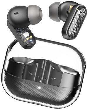 TOZO Crystal Pods Wireless Earbuds Hybrid Active Noise Cancelling Bluetooth 5.4 Headphones, 4 Mics Smart ENC AI Calls Earphones, Black