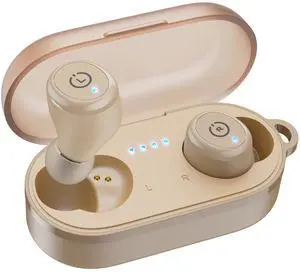 TOZO T10 Mini Bluetooth 5.3 Wireless Earbuds IPX8 Waterproof Stereo In Ear Headphones Up to 45H Playtime, Matte Khaki (Refurbished)