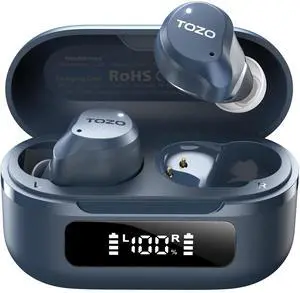 TOZO NC9 Hybrid Active Noise Cancelling Wireless Earbuds 59H Playtime with LED Display Charger Case, 6 Mics ENC Clear Call Headphones IPX8 Waterproof, Blue TOZO NC9 Hybrid Active Noise Cancelling Wireless Earbuds 59H Playtime with LED Display Charger Case, 6 Mics ENC Clear Call Headphones IPX8 Waterproof, Blue