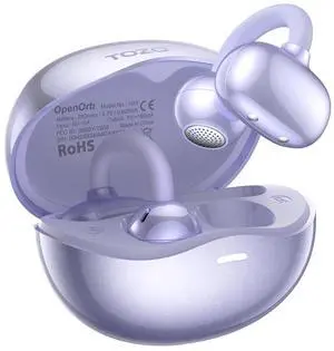 TOZO OpenOrb Bluetooth 5.4 Wireless Earbuds Clip on, Open Ear Listen in Comfort Headphones Up to 24H Playtime Headset, Purple
