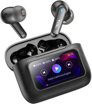 TOZO ColorPods Bluetooth 5.4 Wireless Earbuds with Smart Interactive Display Charger Case, ANC Active Noise Canceling Headphones, 32 EQs via APP Earphones IPX5 Waterproof