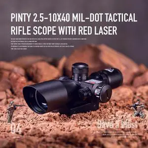 2Pcs 2.5-10x40 Tactical Rifle Scope Mil-dot Dual illuminated Red Laser W/ Mount
