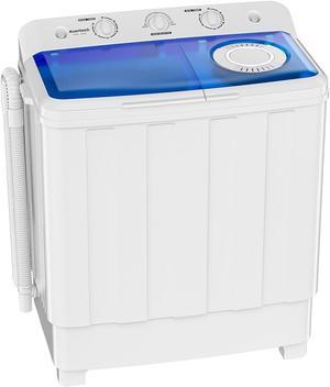 KUPPET Compact Twin Tub Portable Mini Washing Machine 26lbs Capacity,  Washer(18lbs)&Spiner(8lbs)/Built-in Drain Pump/Semi-Automatic (White&Black)