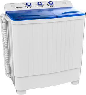 Portable Washing Machine, 20 Lbs Mini Twin Tub Washer Compact Laundry Machine with Drain Pump Time Control, 12 Lbs Washer 8 Lbs Spinner for Dorms, Apartments, RVs
