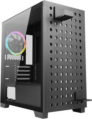 AZZA ELISE 140 / Gaming / Micro ATX Case / Tempered Glass / Black / Pegboard design / Pink & White dust net / 1x 120 mm ARGB fan included