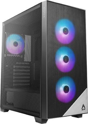 AZZA AERO 480 / Gaming/ ATX mid tower / Metal Mesh Side Panel / Black / 4 x 120 mm ARGB & PWM Fans Included