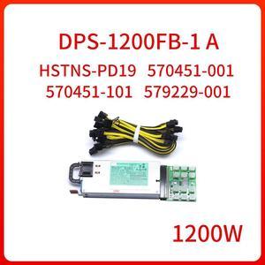 DPS-1200FB-1 A  HSTNS-PD19 570451-001 570451-101 579229-001 1200W Server Power Supply for Mining PUS Graphics Card 6P To 6+2P