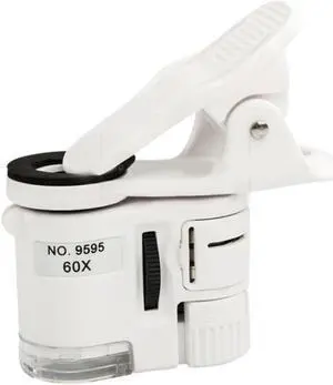 60x Mobile Camera Microscope Portable Led Jewelry Magnifying Cellphone Microscopes Lens Mini Clip With Uv Money Detection Light