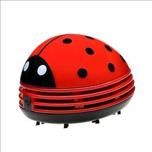 Cleaning Brushe Holder Mini Desktop Vacuum Desk Cleaner Portable Cute Beetle Ladybug Dust Cartoon Collector For Home Office