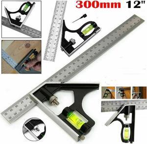 300Mm Square Angle Ruler Adjustable Combination 45 / 90 Degree With Bubble Level Multifunctional Gauge Measuring Tools