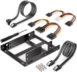 2X 2.5 Inch SSD to 3.5 Inch Internal Hard Disk Drive Mounting Kit Bracket (SATA Data Cables and Power Cables Included) Hot Sale