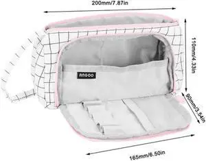 Hot Stationary Pen Storage Bag Simple Plaid Pencil Case Multi Layer Large Capacity Cosmetic Travel Canvas Pen Pencil Storage Bag