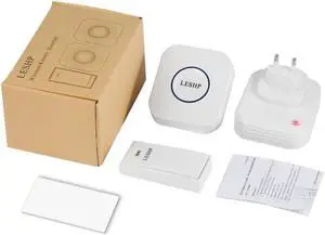 LESHP Easy to Install Music Wireless Doorbell 150M Long-distance Remote Control Night Light 58 pieces Chord Music With 2 Plug