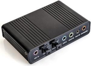 External USB Sound Card 6 Channel 5.1Surround Adapter Audio Card USB 2.0 Optical S/PDIF Sound Card Adapter for PC Laptop Desktop