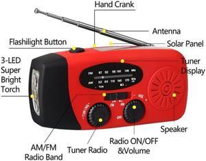 Hot Solar Hand Crank Radio Receiver Mini Portable AM/FM/NOAA Weather Radio Multifunctional LED Flashlight Emergency Power/Bank