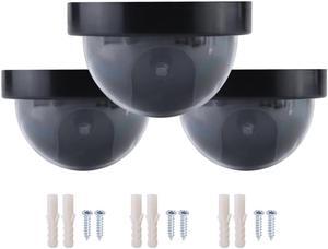 3pcs Dummy Camera Outdoor Indoor Dome Shape Surveillance Simulation Camera Security Cam with Warning Flash LED Light Fake Camera
