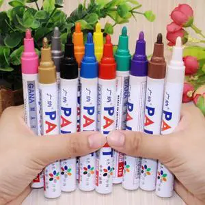 12 colors set Waterproof Car Tyre Tire Tread Rubber Metal Permanent Paint Marker pen Graffti Oily Marker pen Stationery Supplies