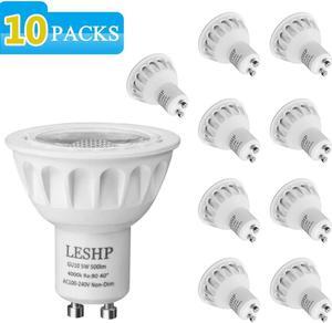 White Gu10 Ac100-240V 5W Led Spotlight 4000K 500Lm Non-Dimmable 40 Degree Beam Angle Compact Size Light Weight