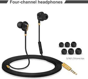 LESHP Four-channel Headphone D8 High Resolution Heavy Bass In-ear Headphones Earbud With Mic For SmartPhones