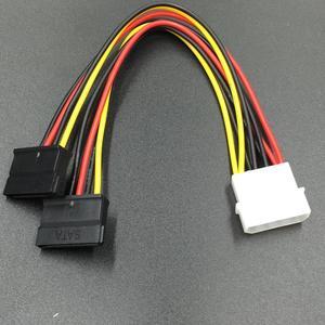 1pcs Serial ATA SATA 4 Pin IDE Molex to 2 of 15 Pin HDD Power Adapter Cable Hot Worldwide Promotion