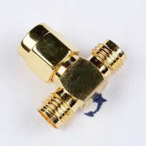 SMA Male to Two SMA Female Triple T RF Adapter Connector 3 Way Splitter