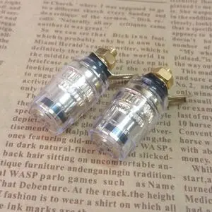 2pcs 25A Brass Transparent 520 Audio Crystal All Copper Gold-plated 4mm Terminal M4 All Copper Banana Socket Terminal