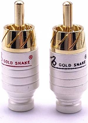 2pcs RCA Connector Gold Plated RCA Male Plug Soldering Wire Connector Speaker Lotus Plug Jack