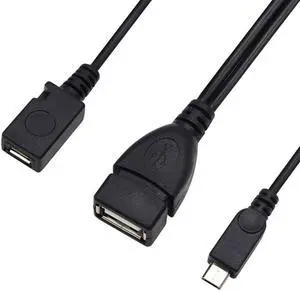 Connected with External Power Supply, Mobile Phone, Tablet, Micro USB, One Point Two OTG Data Cable with Power Supply Port