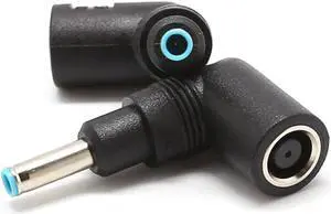 2pcs Right Angle Connector 7.4*5.0mm To 4.5*3.0mm DC Power Charger for HP Dell Blue Tips Copper Core Laptop Adapter