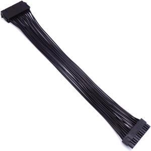 32cm 24PIN Female to Male 24P 18AWG Sleeved PSU Extension Power Cord / Cable with Black White Blue Red Sleeving