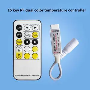 DC5-24V 3A/CH CCT LED Controller 15keys RF Wireless Remote for 5050 WW+CW Dual Color Strip Light Adjust Color Temperature