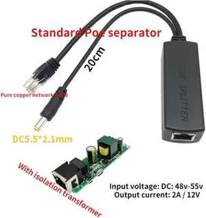 10/100M IEEE802.3at/af Power Over Ethernet PoE Splitter Adapter for IP Camera 80x27x22mm/3.15x1.06x0.87in 48vto12V Isolated POE 10/100M IEEE802.3at/af Power Over Ethernet PoE Splitter Adapter for IP Camera 80x27x22mm/3.15x1.06x0.87in 48vto12V Isolated POE