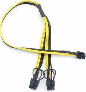 30cm 18AWG PCI-E 6pin to Dual 6+2-pin (6-pin/8-pin) Power Splitter Cable Graphics Card PCIE PCI Express 6Pin to 8Pin Power Cable