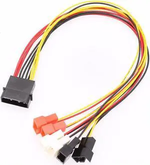 Hub Large 4Pin To 3pin / 4Pin 30cm Computer Fan Power Line 6 Port 12V 7V 5V Deceleration Line Deceleration Line 24AWG