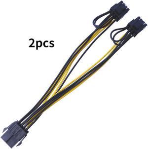 2pcs PCI-E PCIE 8p Female to 2 Port Dual 8pin 6+2p Male GPU Graphics Video Card Miner Power Extension Cable Cord 18AWG Wire