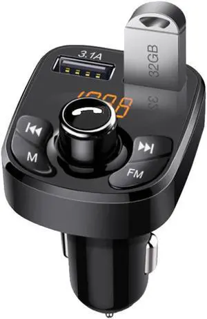 Bluetooth-compatible Version 5.0 FM Transmitter Car Player Kit Card Car Charger Quick With QC3.0 Dual USB Voltmeter & AUX IN/OUT