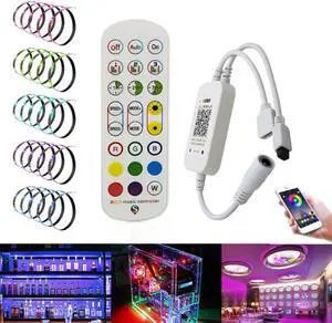 Bluetooth Controller With 24 Key IR Remote For 5-24V LED Strip 5050 LED Light Music Microphone Smart Device For Party Backlights