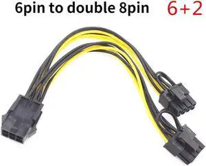 PCI-E 6-pin to 2x 6+2-pin (6-pin/8-pin) Power Splitter Cable PCIE PCI Express Futural Digital Drop Shipping PCI Express Cable