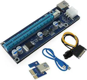 Golden 009S PCI-E Riser Card VER009 PCIE 1X to 16X Extender 6Pin Power 1M 0.6M 0.3M USB 3.0 Cable for Video Card Adapter