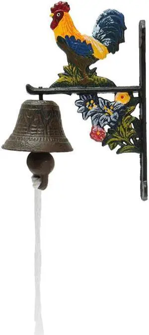 Vintage Style Metal Cast Iron Rooster Door Bell Wall Mounted Home Garden Decor Access Control