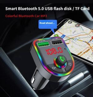 2021 Ambient Light Bluetooth 5.0 FM Transmitter Car MP3 Player Wireless Handsfree Audio Receiver USB Fast Charge TF U Disk Play