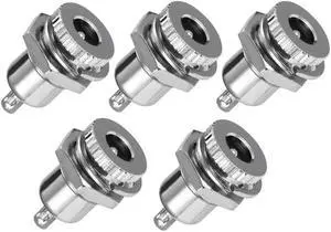 5-Pack DC-099 5.5 mm x 2.1mm 30V 10A DC Power Jack Socket,Threaded Female Panel Mount Connector Adapter
